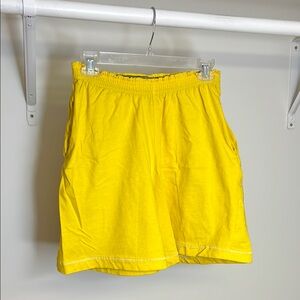 Vintage 1991 Yellow‎ Cotton High Waist Elastic Shorts- S
